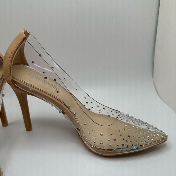 CUSHIONAIRE Women's Clear Rhinestone Dress Pump +Memory Foam 6.5 WIDE CLEAR - Picture 6 of 7